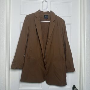 Love Tree Women’s Brown Longline Blazer Jacket Sz Large Open Front Career Casual